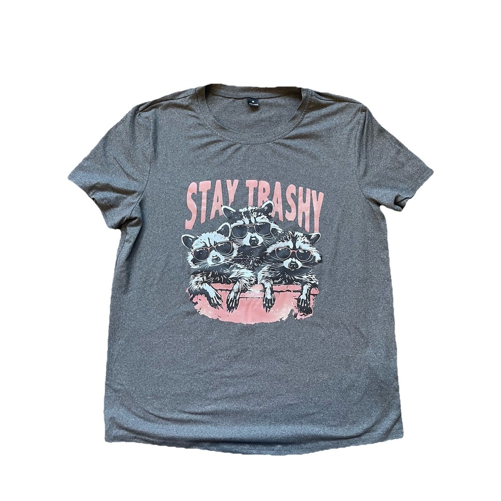Stay Trashy Raccoon Shirt Funny Racoon Trash Panda Groovy T-Shirt Short Sleeve M